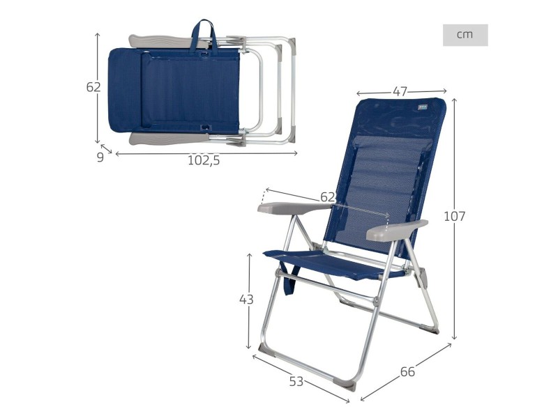 Плажен стол Aktive Slim Сгъваем Морско син 47 x 107 x 66 cm (4 броя) NaN –  BB Сгъваеми столове