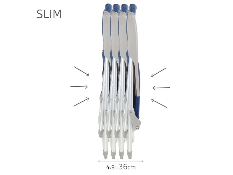 Плажен стол Aktive Slim Сгъваем Морско син 47 x 107 x 66 cm (4 броя) NaN –  BB Сгъваеми столове
