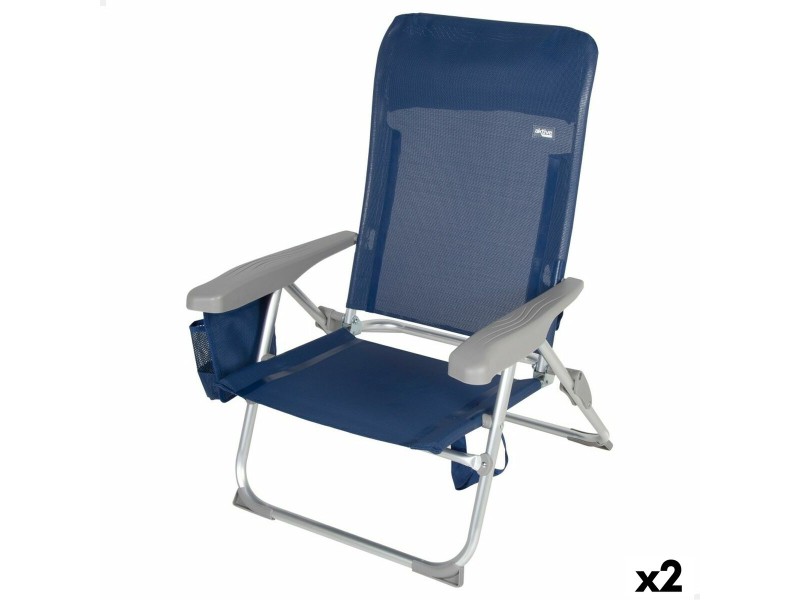 Плажен стол Aktive Slim Сгъваем Морско син 47 x 87 x 58 cm (2 броя) NaN –  BB Сгъваеми столове