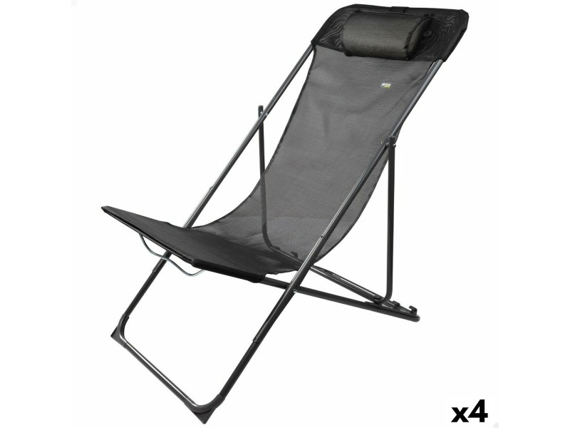 Полулегнал шезлонг Aktive Черен 53 x 87 x 78 cm (4 броя) NaN –  BB Шезлонги