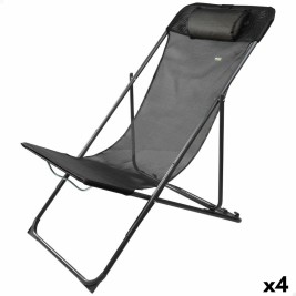 Полулегнал шезлонг Aktive Черен 53 x 87 x 78 cm (4 броя)