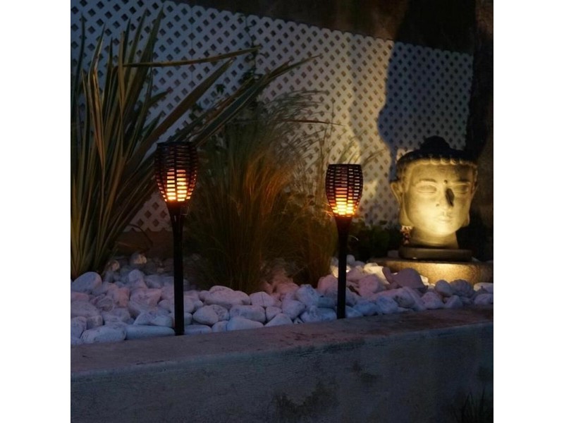 Комплект слънчеви градински фенери Lumi Garden Maity Sun Mini Черен Пластмаса 70 cm (2 броя) NaN –  BB Осветление на пътеката