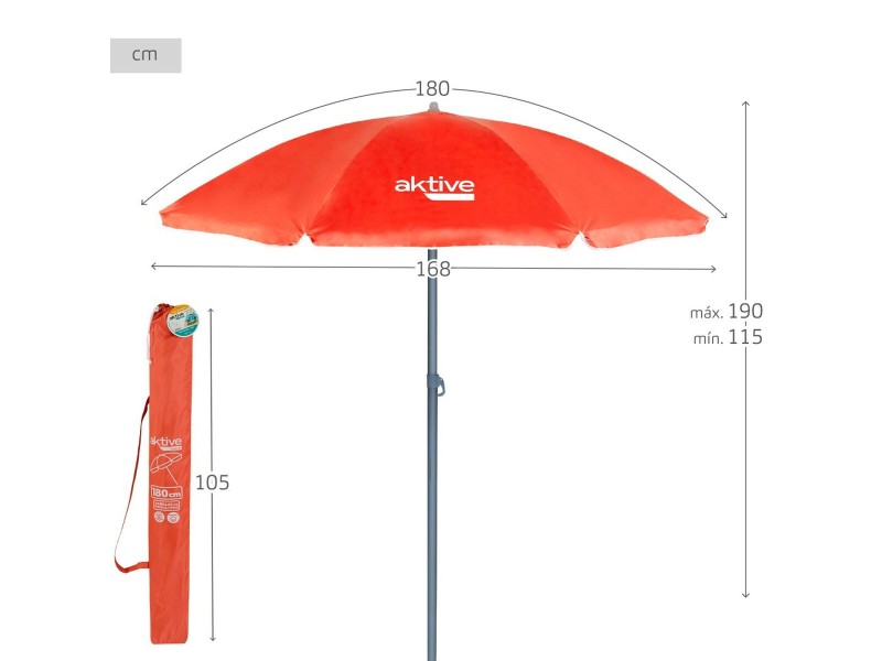 Чадър Aktive Корал Ø 180 cm 180 x 187 x 180 cm 180 x 190 x 180 cm UV50 (12 броя) NaN –  BB Чадъри