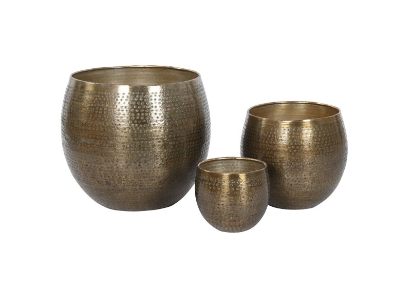 Комплект Саксии за цветя Home ESPRIT Златен Алуминий 47 x 47 x 40,5 cm NaN –  BB Саксии