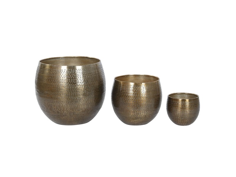 Комплект Саксии за цветя Home ESPRIT Златен Алуминий 47 x 47 x 40,5 cm NaN –  BB Саксии