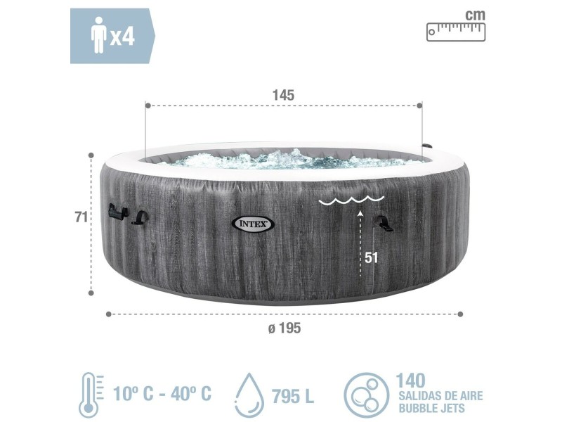 Надуваем СПА Intex Purespa Greywood Deluxe 28440EX 220-240 V 4 места 1741 l/h NaN –  BB Джакузи и СПА