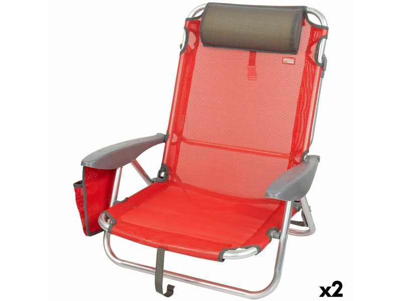 Сгъваем Стол с Подглавник Aktive Menorca Червен 51 x 76 x 45 cm (2 броя) NaN –  BB Сгъваеми столове