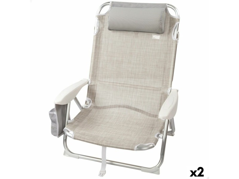 Сгъваем Стол с Подглавник Aktive Ibiza Бежов 51 x 76 x 45 cm (2 броя) NaN –  BB Сгъваеми столове