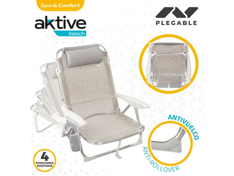 Сгъваем Стол с Подглавник Aktive Ibiza Бежов 51 x 76 x 45 cm (2 броя) NaN –  BB Сгъваеми столове