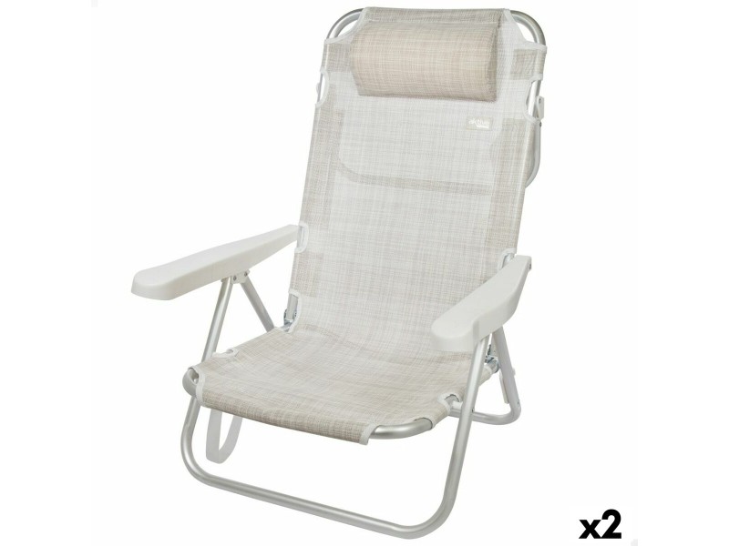 Сгъваем Стол с Подглавник Aktive Ibiza Бежов 48 x 84 x 46 cm (2 броя) NaN –  BB Сгъваеми столове