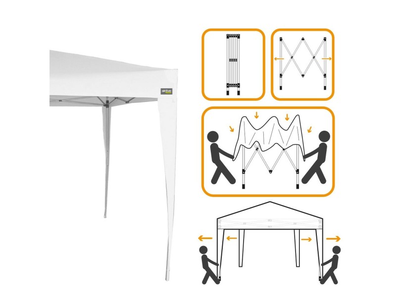 Беседка Aktive 300 x 250 x 300 cm Стомана Бял Пластмаса NaN –  BB Беседки