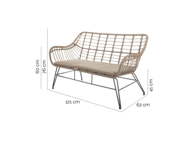 Градинско кресло Ariki 121 x 62 x 76 cm синтетичен ратан Стомана Графит NaN –  BB Фотьойли
