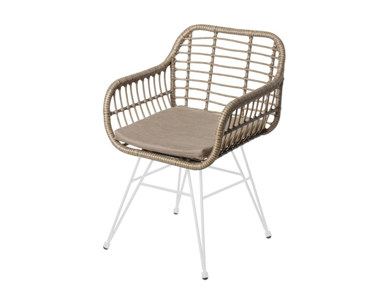 Aiatool Ariki 57 x 62 x 80 cm синтетичен ратан Стомана Бял NaN –  BB Градински столове за хранене