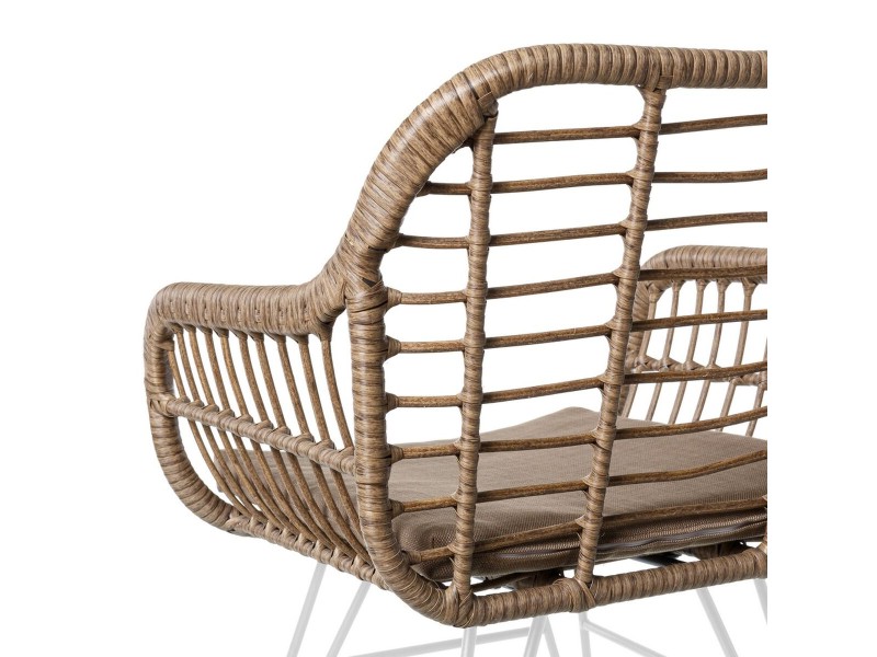 Aiatool Ariki 57 x 62 x 80 cm синтетичен ратан Стомана Бял NaN –  BB Градински столове за хранене