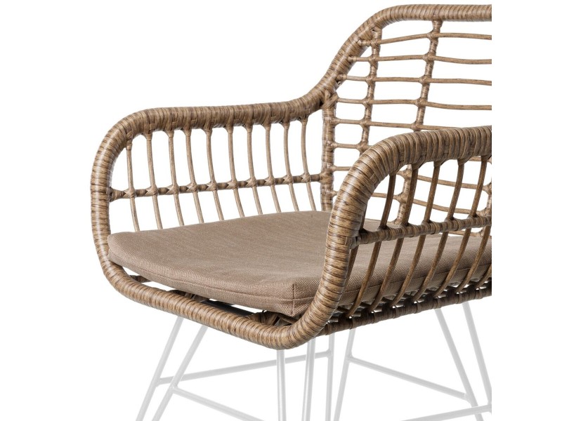 Aiatool Ariki 57 x 62 x 80 cm синтетичен ратан Стомана Бял NaN –  BB Градински столове за хранене