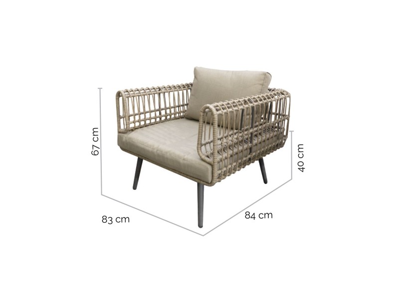 Градински диван Ariki 83 x 84 x 67 cm синтетичен ратан Стомана NaN –  BB Дивани