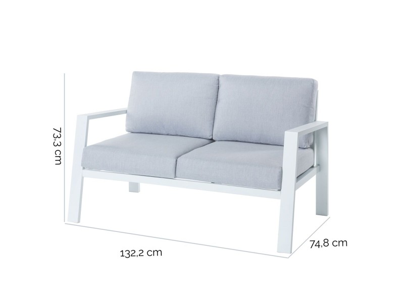 Двуместно канапе Thais Бял Алуминий 132,20 x 74,80 x 73,30 cm NaN –  BB Двуместни дивани