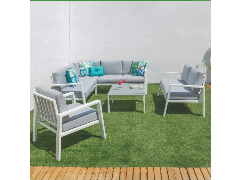Двуместно канапе Thais Бял Алуминий 132,20 x 74,80 x 73,30 cm NaN –  BB Двуместни дивани
