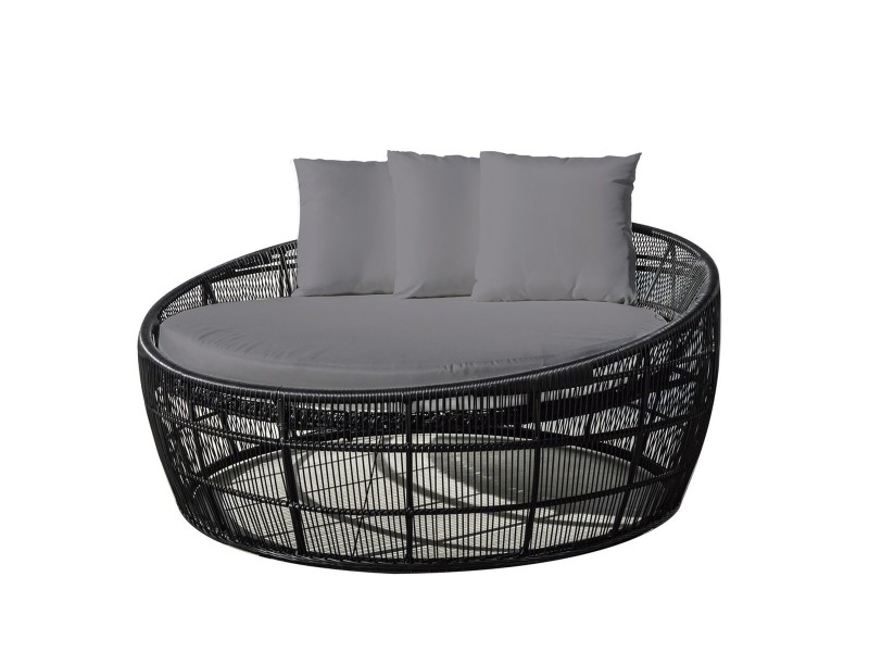Lamamistool Dido 160 x 160 x 76 cm Кръгъл Черен NaN –  BB Шезлонги