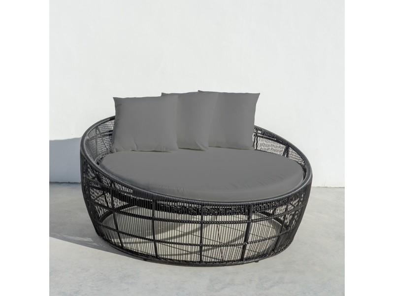 Lamamistool Dido 160 x 160 x 76 cm Кръгъл Черен NaN –  BB Шезлонги