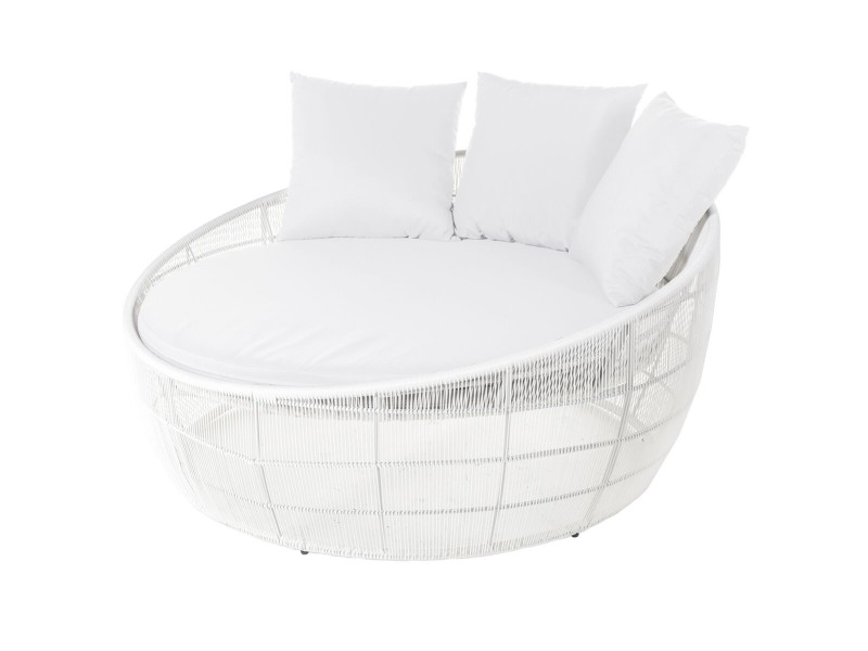Lamamistool Dido 160 x 160 x 76 cm Кръгъл Бял NaN –  BB Шезлонги