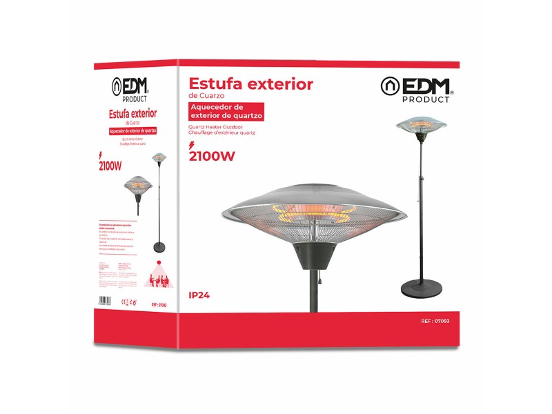 Кварцова Печка EDM 07093 07093 2100 W Ø 56,5 x 190 cm Бял Черен NaN –  BB Външни нагреватели и нагреватели