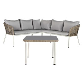 Градински мебели DKD Home Decor Бял Светло кафяв 190 x 190 x 70 cm