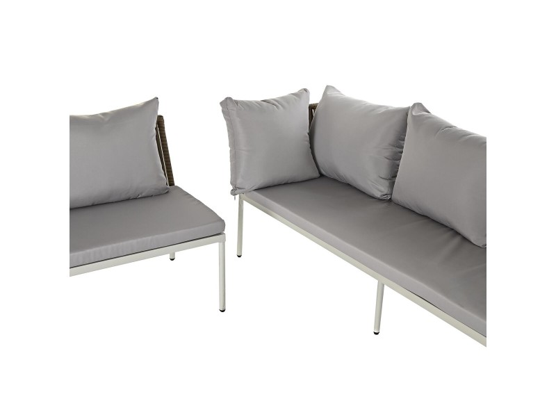 Градински мебели DKD Home Decor Бял Светло кафяв 190 x 190 x 70 cm NaN –  BB Комплекти градински мебели
