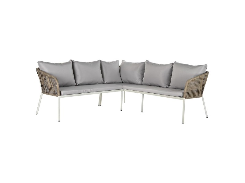 Градински мебели DKD Home Decor Бял Светло кафяв 190 x 190 x 70 cm NaN –  BB Комплекти градински мебели
