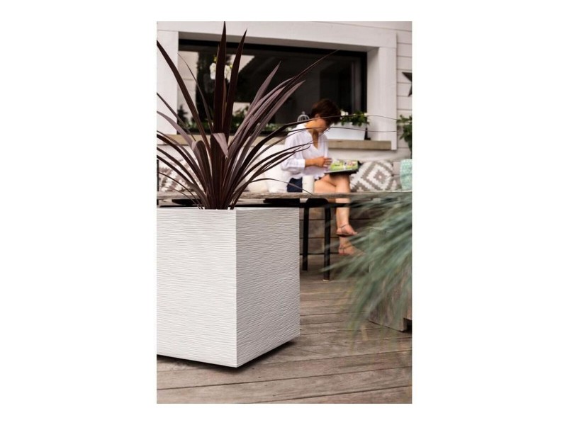 Саксия EDA Graphit Бял Пластмаса Квадратек 39 x 39 x 43 cm NaN –  BB Саксии