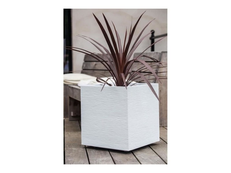 Саксия EDA Graphit Бял Пластмаса Квадратек 39 x 39 x 43 cm NaN –  BB Саксии