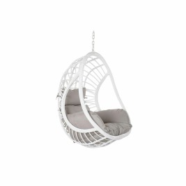 Висящ градински фотьойл DKD Home Decor 90 x 70 x 110 cm Сив Метал синтетичен ратан Бял