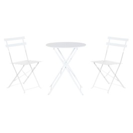 Комплект от маса с 2 стола Home ESPRIT Бял 60 x 60 x 71 cm