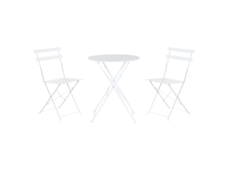 Комплект от маса с 2 стола Home ESPRIT Бял 60 x 60 x 71 cm NaN –  BB Комплекти градински мебели