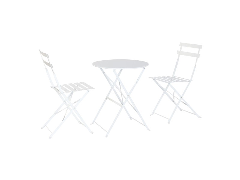 Комплект от маса с 2 стола Home ESPRIT Бял 60 x 60 x 71 cm NaN –  BB Комплекти градински мебели