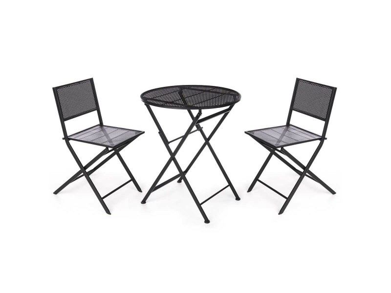 Комплект от маса с 2 стола Ibergarden HS23377/78 HS23377/78 Черен 96 x 60 x 22,5 cm NaN –  BB Комплекти градински мебели