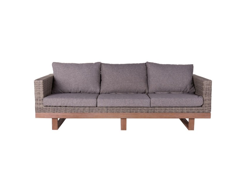 Градински диван Patsy Сив Алуминий Pатан Aкациево дърво 220 x 89 x 64,50 cm NaN –  BB Дивани