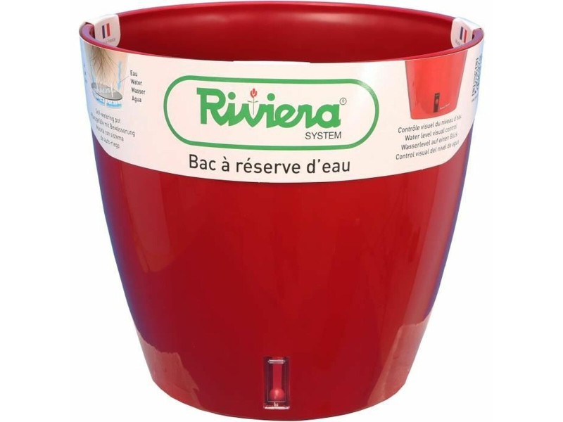 Саксия за самостоятелно поливане Riviera С воден резерв Червен полипропилен Кръгъл Ø 36 x 33 cm NaN –  BB Саксии