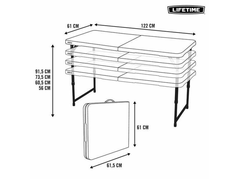 Многопозиционна помощна сгъваема маса Colorbaby 122 x 61 x 56 cm NaN –  BB Спомагателни маси