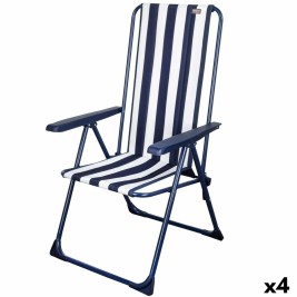 подплатен къмпинг стол Aktive Раиран Бял Морско син 46 x 101 x 59 cm (4 броя)