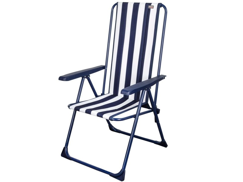 подплатен къмпинг стол Aktive Раиран Бял Морско син 46 x 101 x 59 cm (4 броя) NaN –  BB Сгъваеми столове