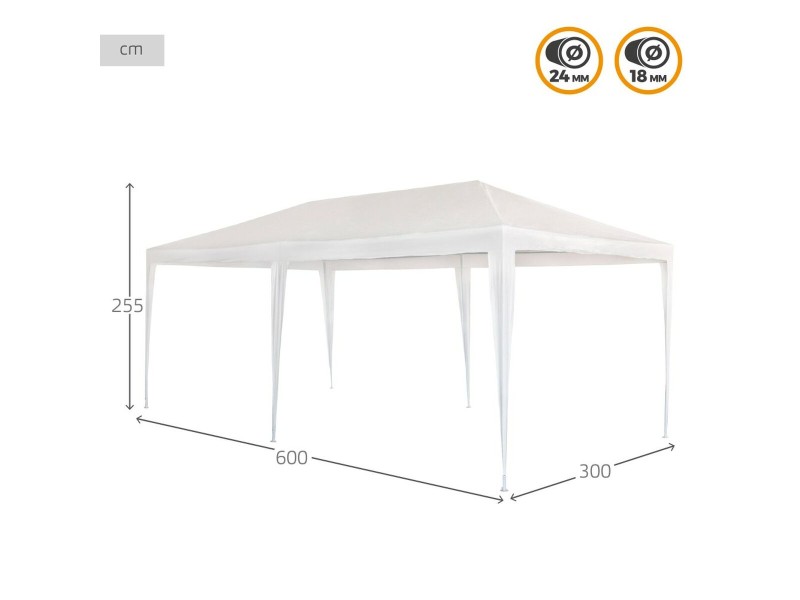 Беседка Aktive 300 x 255 x 600 cm Метал Бял Пластмаса NaN –  BB Беседки