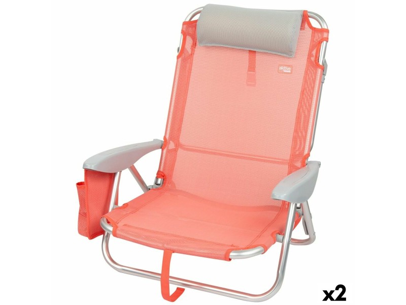 Сгъваем Стол с Подглавник Aktive Flamingo Корал 51 x 76 x 45 cm (2 броя) NaN –  BB Сгъваеми столове