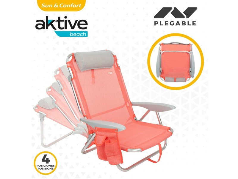 Сгъваем Стол с Подглавник Aktive Flamingo Корал 51 x 76 x 45 cm (2 броя) NaN –  BB Сгъваеми столове