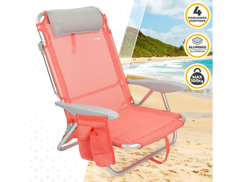 Сгъваем Стол с Подглавник Aktive Flamingo Корал 51 x 76 x 45 cm (2 броя) NaN –  BB Сгъваеми столове