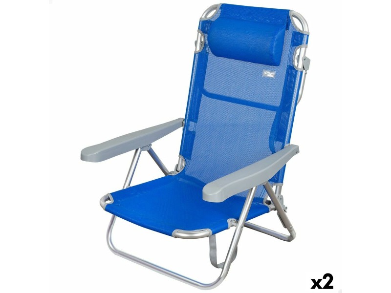 Сгъваем Стол с Подглавник Aktive Gomera Син 48 x 84 x 46 cm (2 броя) NaN –  BB Сгъваеми столове