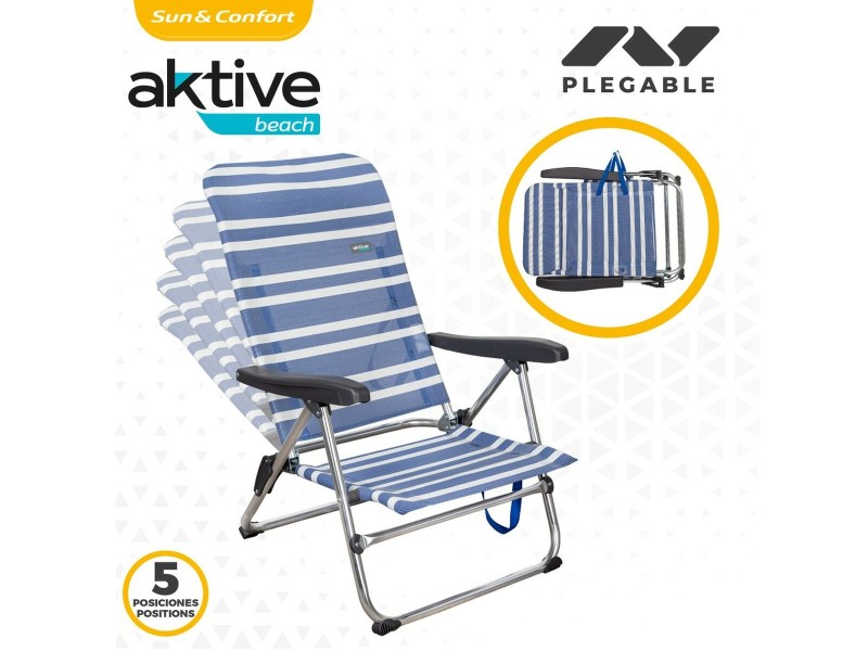 подплатен къмпинг стол Aktive Mykonos Раиран 47 x 85 x 50 cm (4 броя) NaN –  BB Сгъваеми столове