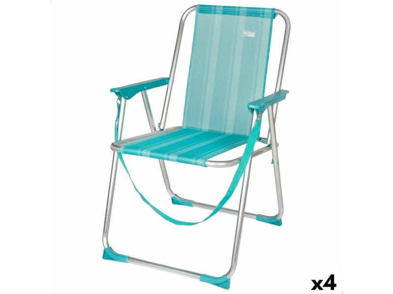 подплатен къмпинг стол Aktive Mediterranean цвят тюркоаз 44 x 76 x 45 cm (4 броя) NaN –  BB Сгъваеми столове