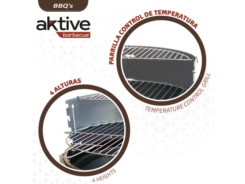 Барбекю на Колела с Въглища Aktive Емайлиран метал 51 x 82 x 51 cm Черен NaN –  BB Барбекюта с дървени въглища