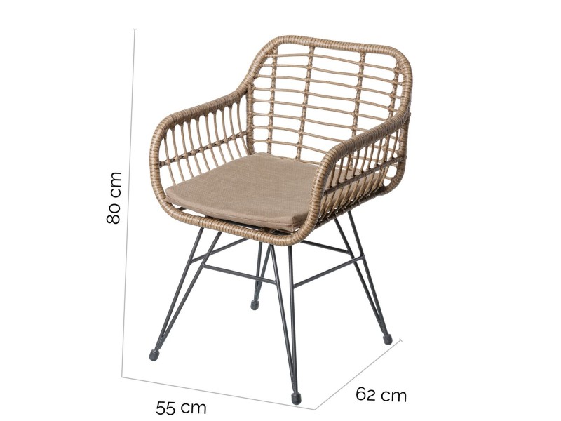 Aiatool Ariki 57 x 62 x 80 cm синтетичен ратан Стомана Графит NaN –  BB Градински столове за хранене